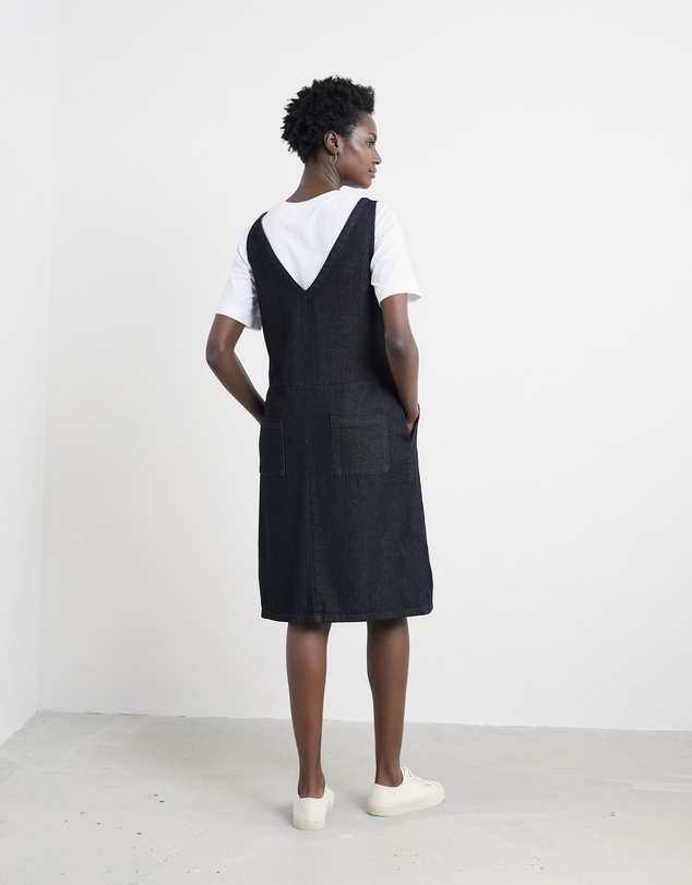 Seasalt - Seasalt Cornwall Navy Salt Weave Knee Length Pinafore