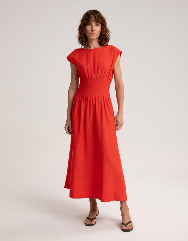 Sportscraft - Ariana Pintuck Linen Dress