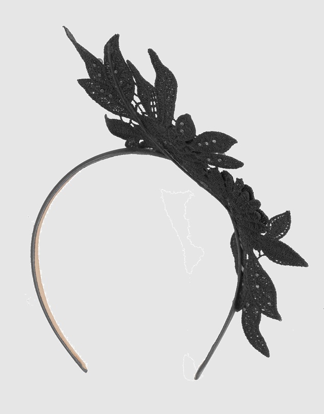 Max Alexander - Lace Crown Black Headband Fascinator