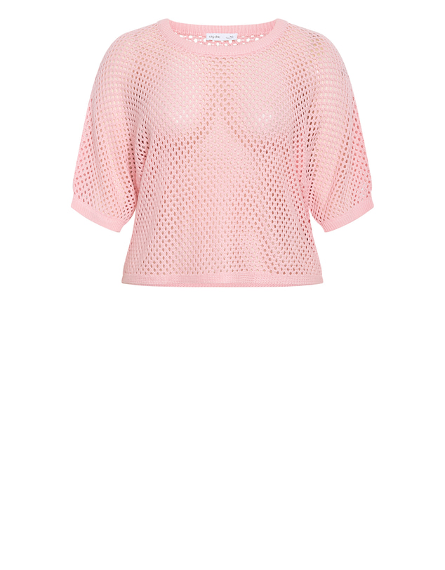 City Chic - Plus size Crochet Knit Top - peach