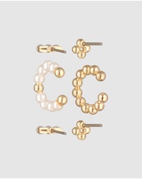 Elli Jewelry - Earrings Set Earcuff Beads Brass Collection