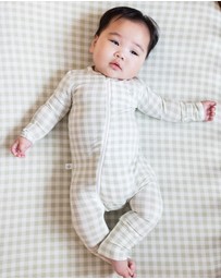 Grow Kindly - Warm Zippee Baby Romper in Gumleaf Gingham (0.5 TOG)