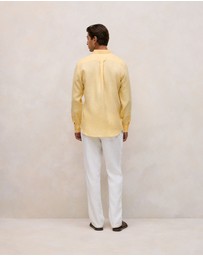 Trenery - Regular Fit Linen Classic Long Sleeve Shirt in Butter