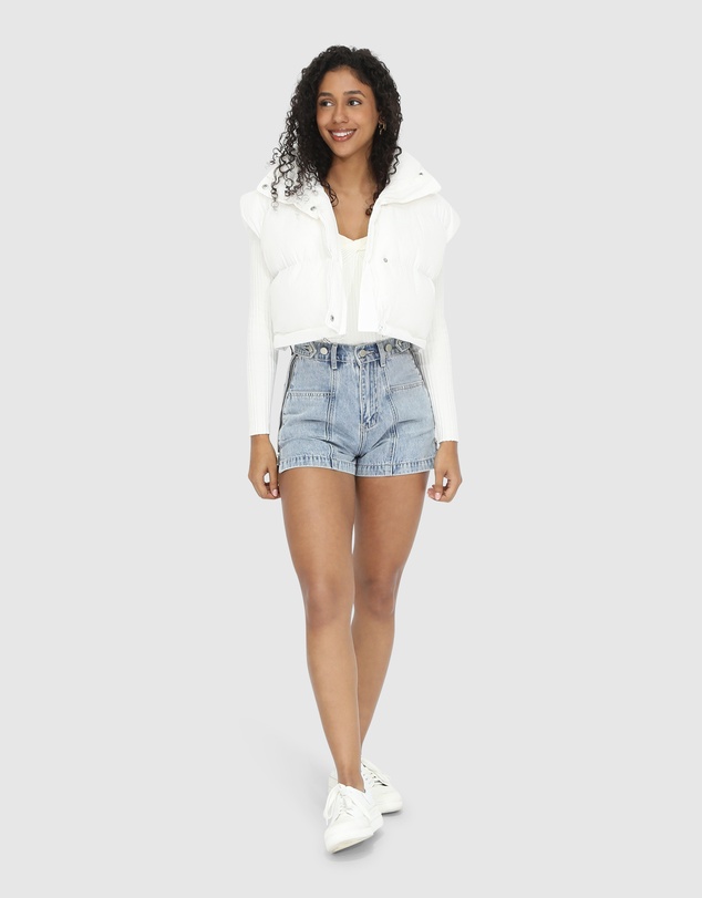 Belle & Bloom - Landslide Zip-Off Puffer Vest - Cream