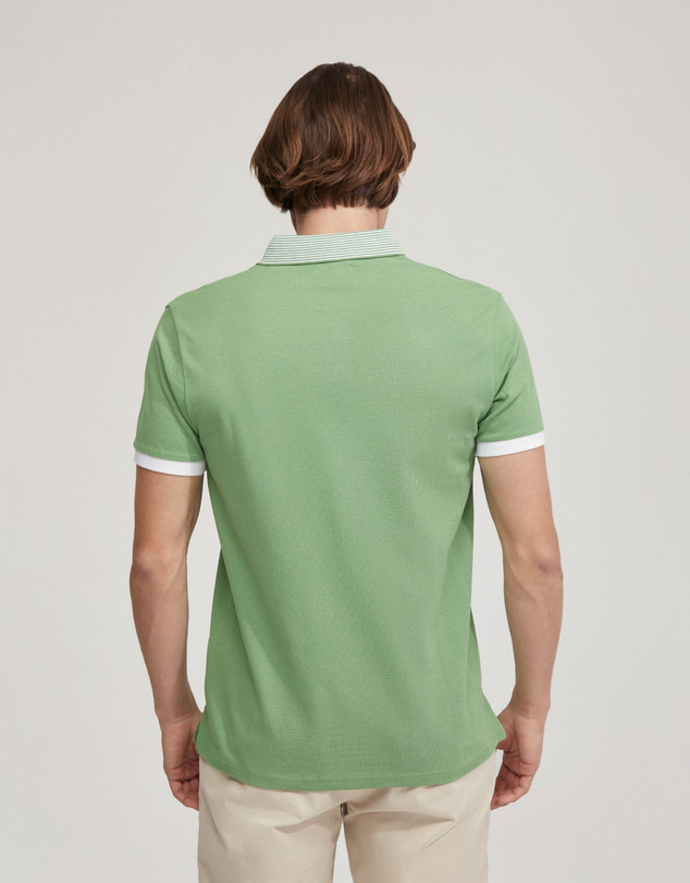 Oxford - Dylan Striped Collar Pique Polo