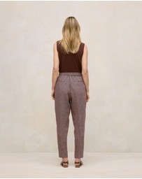 Trenery - Linen End On End Stripe Relaxed Pant in Espresso