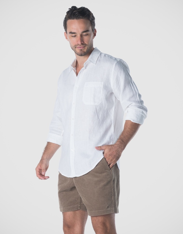 Coast Clothing - Long Sleeve Linen Shirt: White