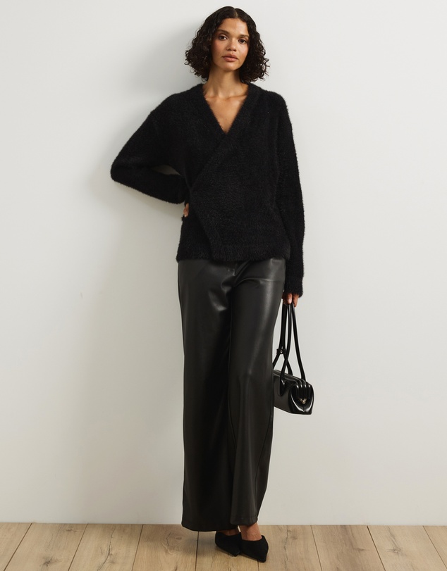 Atmos&Here - Cara Asymmetric Buttoned Knit Cardigan