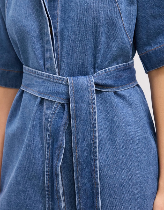 The Fated - Twila Chambray Mini Shirt Dress