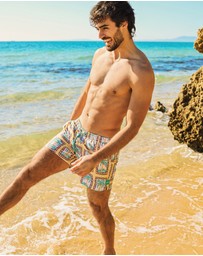 Skwosh - Palm Reader Mens Swim Shorts in Mustard