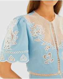 Farm Rio - Embroidery Short Sleeve Midi Dress