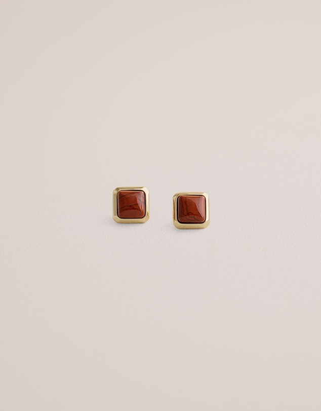 Trenery - Nerina Jasper Stud Earrings in Gold