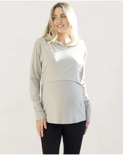Angel Maternity - Maternity & Nursing Hoodie Breastfeeding Jumper-Pastel Green
