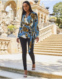 Sosandar - Multi Print Wrap Front Top