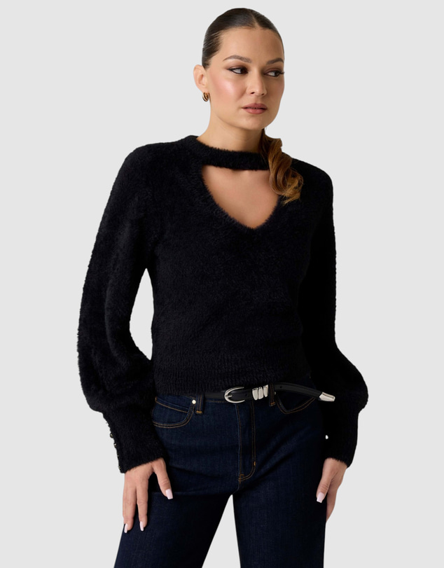 GUESS - Yuki Fuzzy Cut-Out Sweater