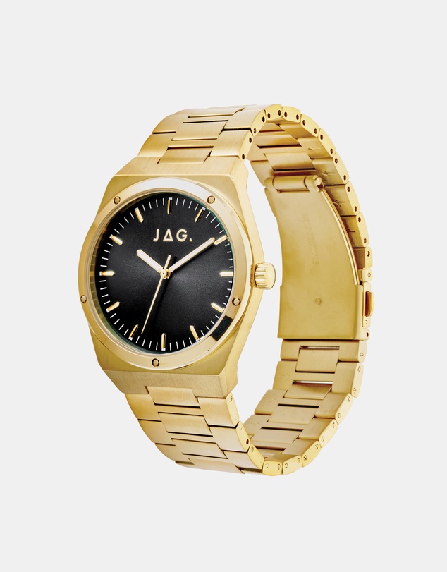 Jag - Arlo Mens Black Dial 41mm Gold Watch