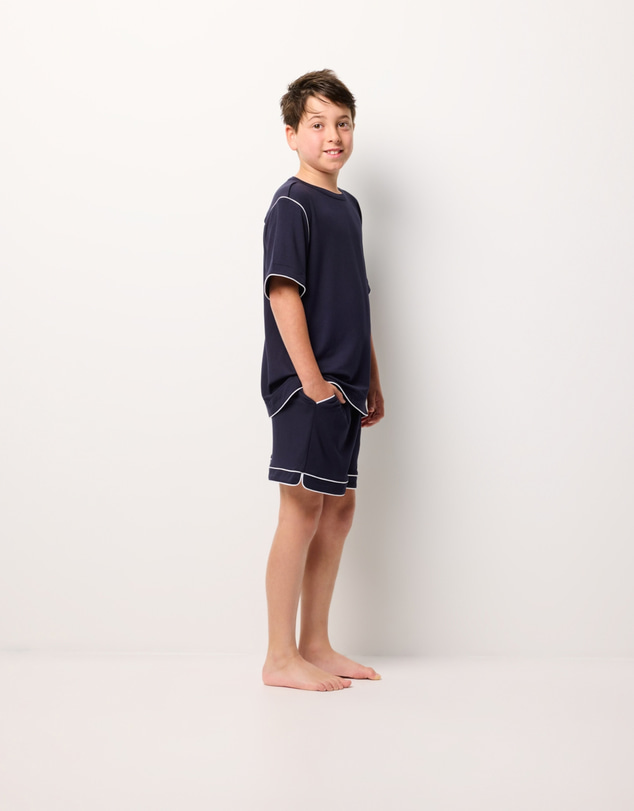 Wanderluxe Sleepwear - Jones TENCEL™ Modal Boxer shorts & Navy Tee Set (Boys)