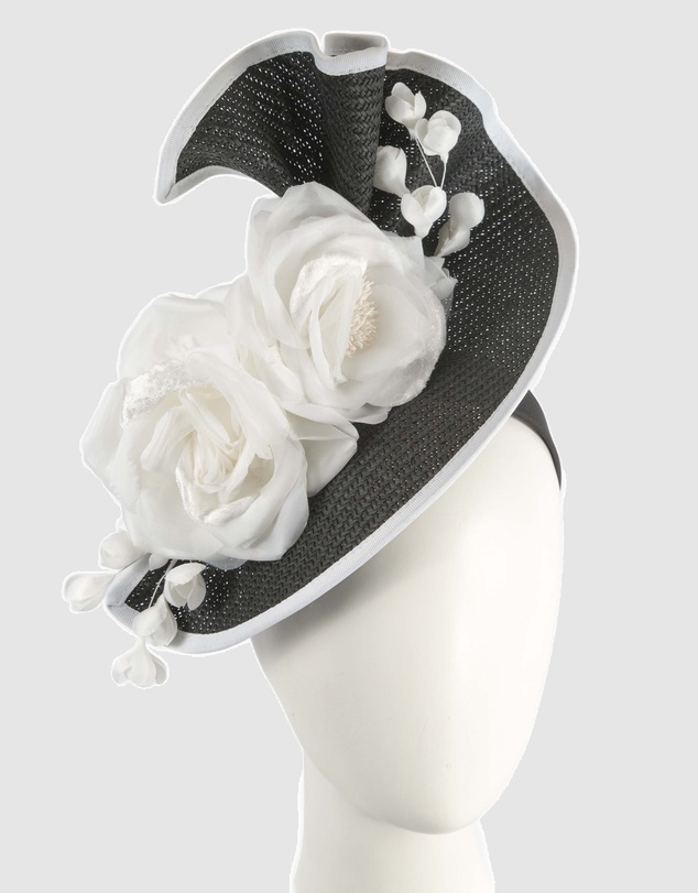 Fillies Collection - Bespoke Sculpted Black White Racing Fascinator