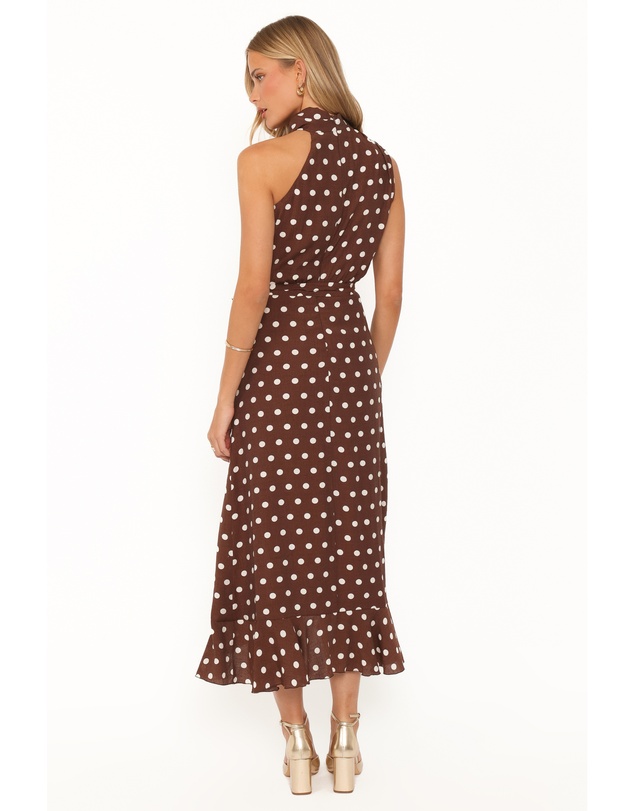 Petal & Pup - Olana Midi Dress - Brown Polka Dot