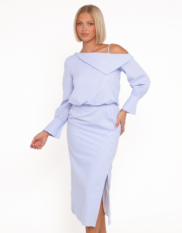 Petal & Pup - Broderick Midi Dress - Blue Stripe