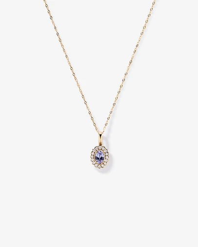 Michael Hill - Tanzanite & 0.15TW of Diamond Halo Pendant with Chain in 10kt Yellow Gold