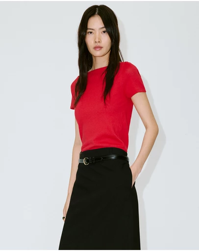 M.N.G - Short Sleeve Fine-Knit Sweater