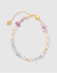 Wanderlust + Co - Aquamarine Beaded Gold Bracelet