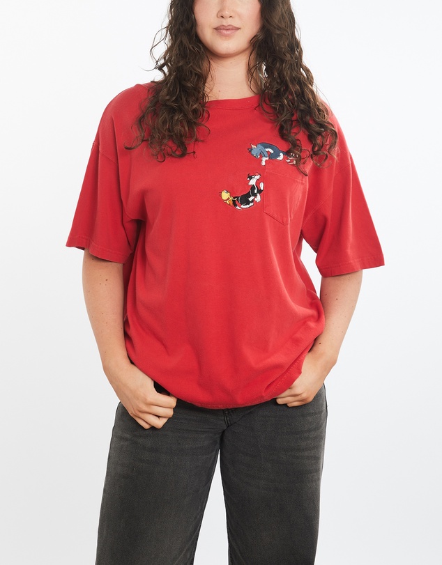Vintage by The Real Deal - Pre Loved - Vintage 1997 Looney Tunes Cartoon x Tom and Jerry Pocket Tee