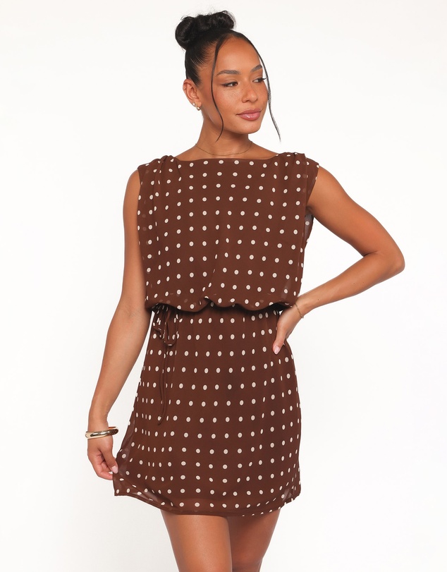 Petal & Pup - Kimberly Mini Dress - Brown Polka Dot
