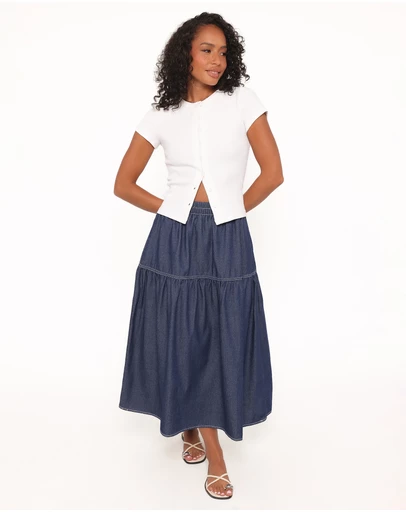 Petal & Pup - Meadow Midi Denim Skirt - Dark Wash