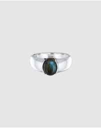 Kuzzoi - ICONIC EXCLUSIVE - Ring Elegant Oval with Labradorite Gemstone in 925 Sterling Silver