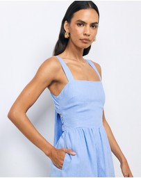 AERE - Raina Tie Back Linen Midi Dress