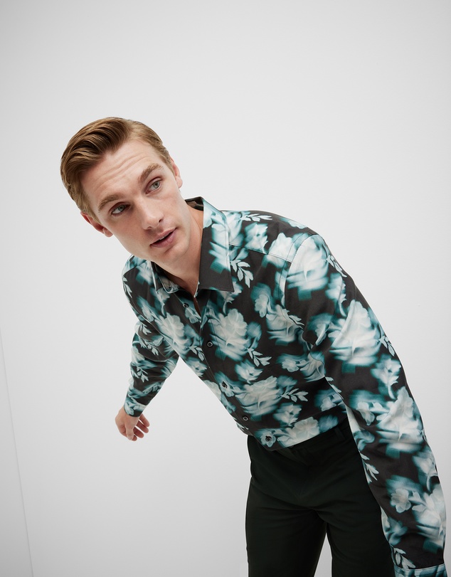 Politix - Distorted Floral Printed Long Sleeve Shirt