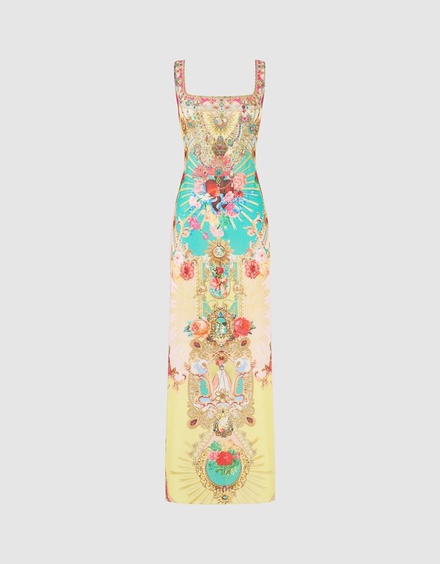 Camilla - Square Neck Beach Maxi Dress with Low Back
