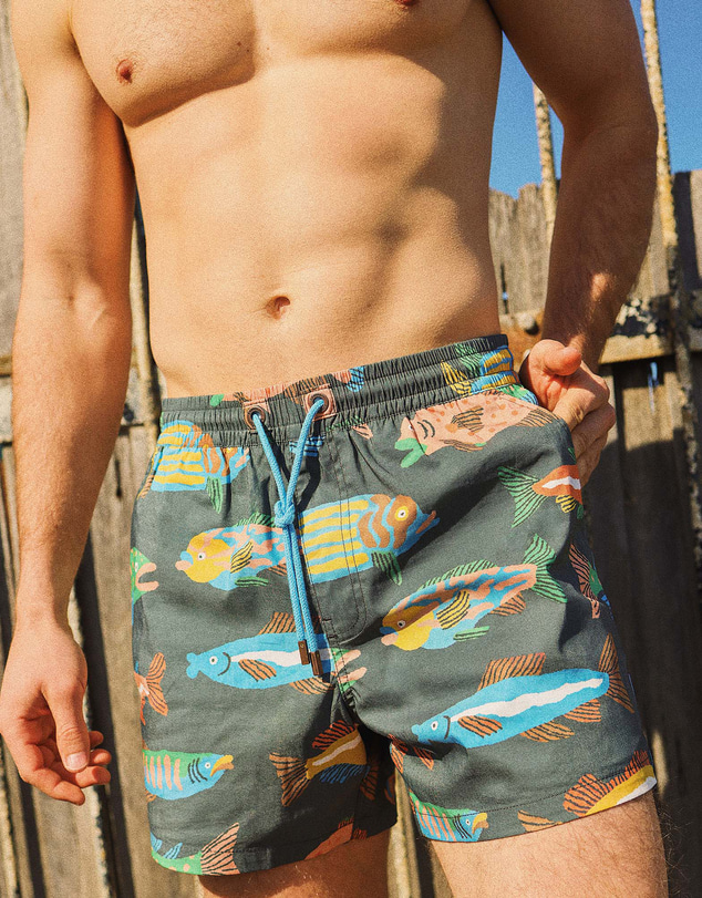 Skwosh - Here Fishy Fishy Men's Rad Shorts in Charcoal