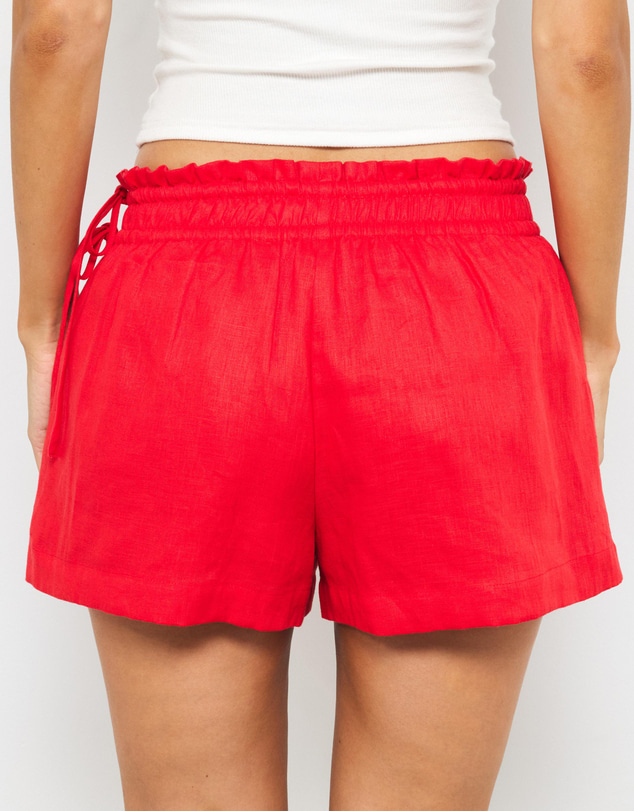 AERE - Side Tie Linen Mini Shorts