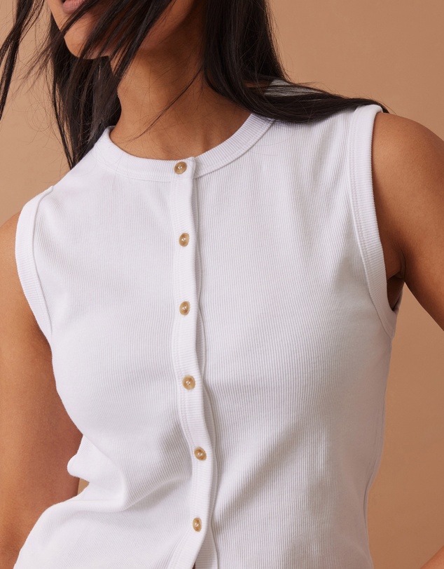 Ceres Life - Lyla Button Through Rib Tank