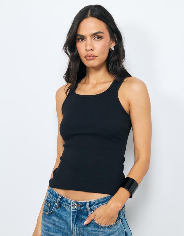 AERE - Cotton Ribbed Scoop Tank