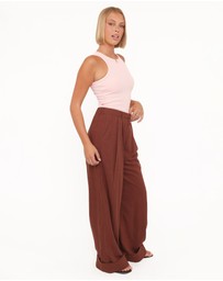 Petal & Pup - Elinor Cuffed Linen Pant - Brown