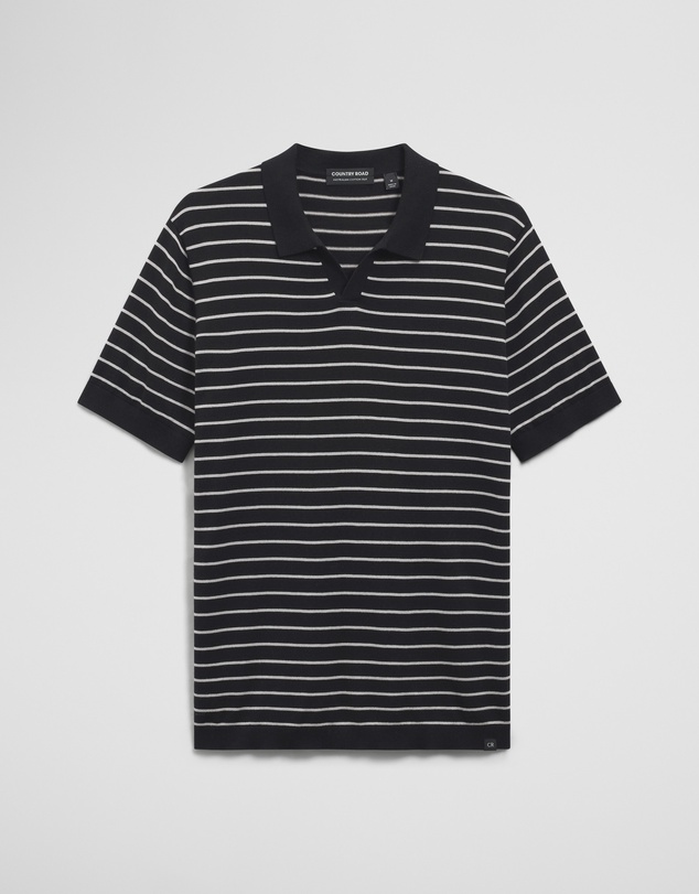 Country Road - Australian Cotton Silk Stripe Knit Polo