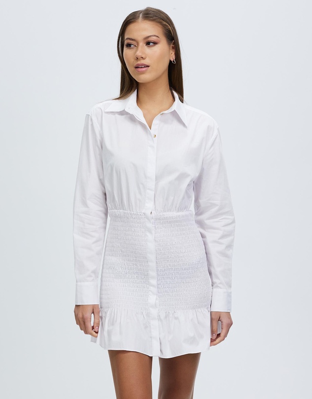 Third Form - Blur Out Shirred Shirt Dress
