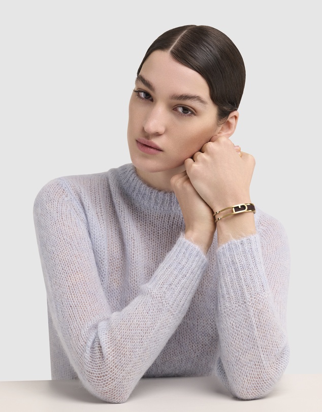 Furla - Furla Arch Essence Gold-Tone Purple Leather Bangle Bracelet
