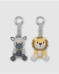 Living Textiles - 2 Pack Stroller Toys - Zebra & Lion