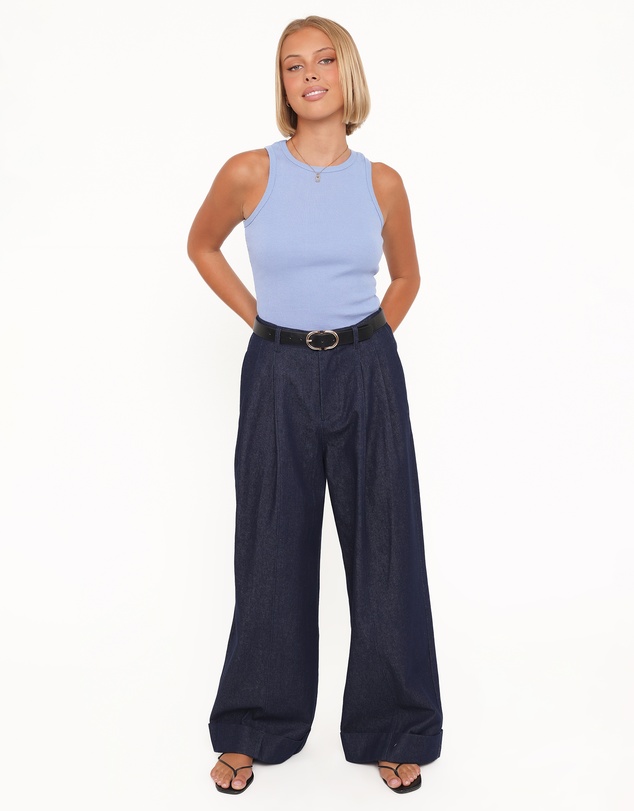 Petal & Pup - Elinor Cuffed Denim Pant - Dark Wash