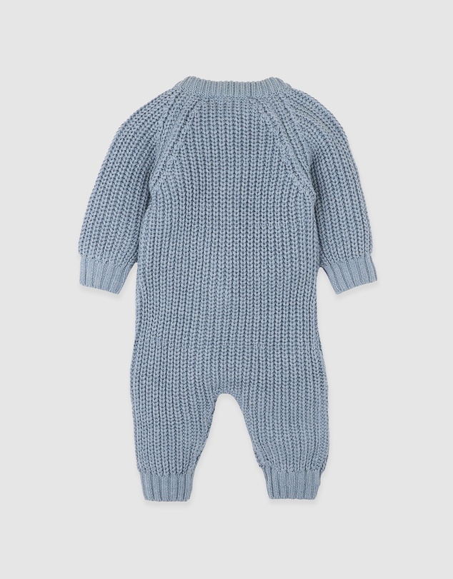 Bebe by Minihaha - Blue Knitted Zip Romper