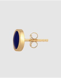 Kuzzoi - ICONIC EXCLUSIVE - Earrings Male Basic Circle Geo Enamel Blue 925 Sterling Silver Gold Plated