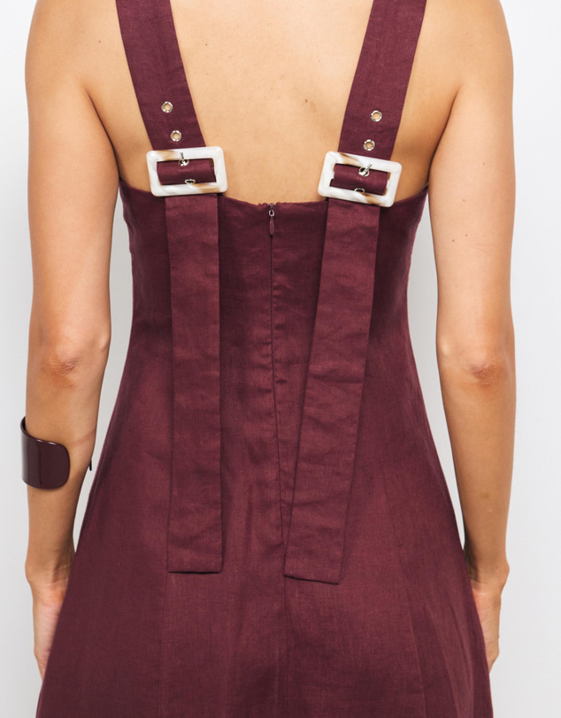 AERE - Kair Buckle Back Linen Midi Dress