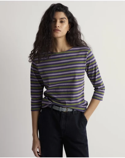 Seasalt - Seasalt Cornwall Purple Sailor 3/4 Sleeve Top Jersey