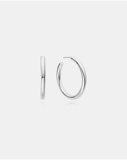 Ania Haie - Ania Haie Silver Classic Tube Large Hoop Earrings