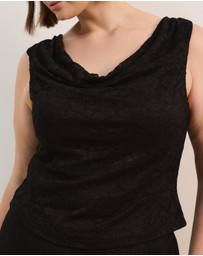 Atmos&Here Curvy - Lydia Cowl Neck Stretch Lace Top